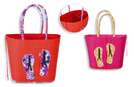 3er-Handtasche Korb bunt mit Deko 'Flip Flop' : Ladentaschen einkaufstaschen modetaschen