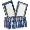 Geschenkschachtel Pappe 4-eckig blau/ gold mit Deckel PET 'Winterwald' : Geschenkschachtel präsentbox