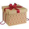 Geschenkschachtel 4-eckig Kraft rote Linien : Geschenkschachtel präsentbox