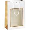Geschenktasche Pappe weiß m. Fenster u. Tragekordeln : Ladentaschen einkaufstaschen modetaschen
