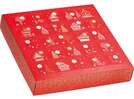 Coffret carton carré calendrier de l'avent rouge 24 casses  : Geschenkschachtel präsentbox