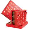 Coffret carton carré calendrier de l'avent rouge 24 casses  : Geschenkschachtel präsentbox