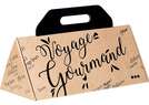 Coffret carton triangle décor "voyage Gourmand noir " : Geschenkschachtel präsentbox