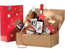 Rechteckige Schachtel aus Kraftkarton mit Hlle &#8222;Red Happy Holidays&#8220;. : Geschenkschachtel prsentbox