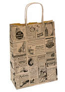Krafttasche m. Papierkordeln 'Zeitung vintage' : Ladentaschen einkaufstaschen modetaschen