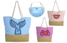 3er-Handtasche Baumwolle Palmblatt m. Kordeln : Ladentaschen einkaufstaschen modetaschen
