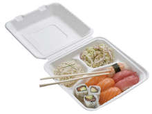 Lunchbox 100% Naturstoff 3-Fach m. Deckel - 50 St. : Geschirr / snacks