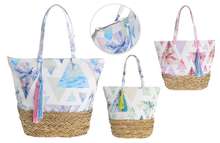 3er-Handtasche Baumwolle Stroh m. Bommeln : Ladentaschen einkaufstaschen modetaschen