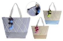 3er-Handtasche Baumwolle m. Bommeln : Ladentaschen einkaufstaschen modetaschen