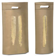 Flaschentasche Vlies beige-gold Design : Verpackung für feste