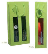 Geschenktasche 1/2-Flaschen grün Glanzlack m. Fenster : Verpackung fur flaschen und regionalprodukte