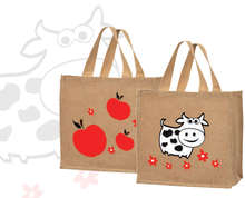 Jute-Einkaufstasche "Apfel Kuh" : Ladentaschen einkaufstaschen modetaschen