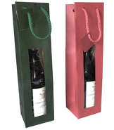 Geschenktasche Kraft rot/grün m. Fenster 1-Fl. Wein : Verpackung fur flaschen und regionalprodukte