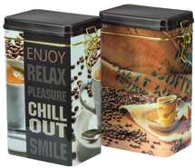 2er Pack Metallbox Kaffee 4-eckig CHILL OUT mit Deckel : Geschenkschachtel präsentbox