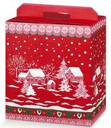 Geschenkschachtel 4-eckig rot/ weiss 'Schneelandschaft' : Geschenkschachtel präsentbox