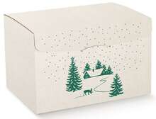 Geschenkschachtel Box Pappe weiss/ grün 'Winterlandschaft' : Geschenkschachtel präsentbox