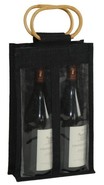 Geschenktasche Jute 2-Flaschen 75 cl m. Fenstern & Rattangriffen : Verpackung fur flaschen und regionalprodukte