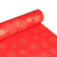 Geschenkpapier gleichmäßig rot / Flocken glitzernd-gold : Verpackung für feste