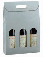 Flaschenkarton 3-Fl. m. Fenster Grau m. Relief : Verpackung fur flaschen und regionalprodukte