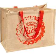 Jutebeutel mit Biermotiv + 2 orangefarbene Henkel : Ladentaschen einkaufstaschen modetaschen