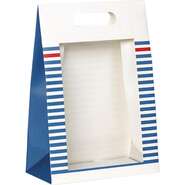 Sac papier pochette blanc/bleu/rouge fenêtre PVC : Ladentaschen einkaufstaschen modetaschen