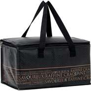 Rechteckiger Thermobeutel in schwarz mit kupferner Verzierung "Savoureux" (Köstlich)  : Ladentaschen einkaufstaschen modetaschen
