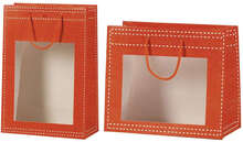 Sacs papier orange fenêtre PVC  : Ladentaschen einkaufstaschen modetaschen