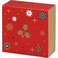 Coffret carton carré fourreau "Bonnes fêtes rouge" : Verpackung für feste