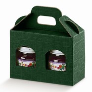 Geschenkschachtel Karton grün 2 Gefässe H.9 cm : Verpackung für einmachgläser konfitürenglas preserve