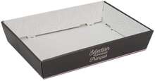 Flacher Kartonkorb mit &#8222;Franzsisches Produkt&#8220;-Muster : Verpackung fr feste