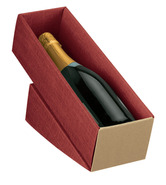 Weinkarton rot 1 Fl. Wein liegend : Verpackung fur flaschen und regionalprodukte