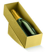 Weinkarton gold 1 Fl. Wein liegend : Verpackung fur flaschen und regionalprodukte