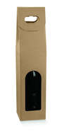 Flaschenkarton braun 1-Flasche 75 cl m. Griff  'Avana'  : Verpackung fur flaschen und regionalprodukte