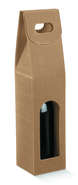 Flaschenkarton braun 1-Flasche 75 cl m. Griff 'Onda Avana' : Verpackung fur flaschen und regionalprodukte