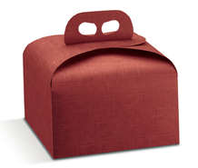 Kuchenkarton Panettone 4-eckig rot m. Griff : Geschenkschachtel präsentbox