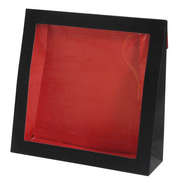 Geschenktasche Pappe schwarz-rot m. grossem Fenster : Neu