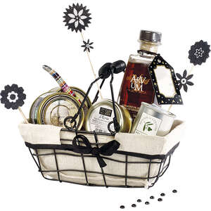 Produktbild Metallkorb 4eckig schwarz m. Griffen & Stoff