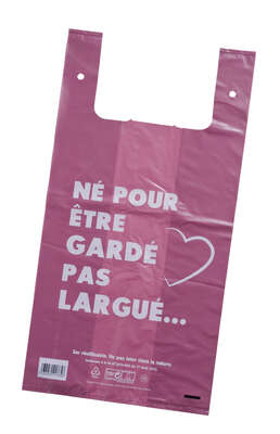 Produktbild Plastikbeutel rosa m. Griffen "Herz"