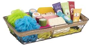 Produktbild Rechteckiger Korb aus Metall und Seil im Antik-Look