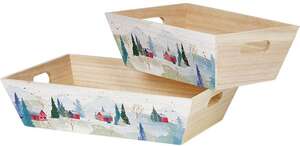 Produktbild Rechteckiger Holzkorb aus der „Snowy Countryside“-Kollektion