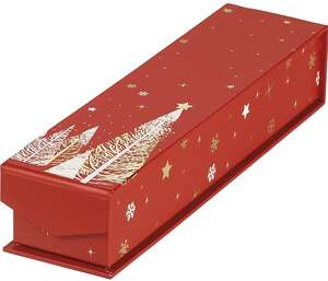 Produktbild Caja de bombones rectangular de cartón, 1 fila, estampación en caliente rojo/blanco/dorado, cierre magnético