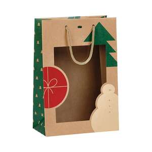 Produktbild Kraftpapiertüte WEIHNACHTEN NATUR Fenster