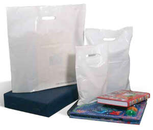 Produktbild Plastikbeutel weiss Recyclings-Kunststoff m. Griffen XL