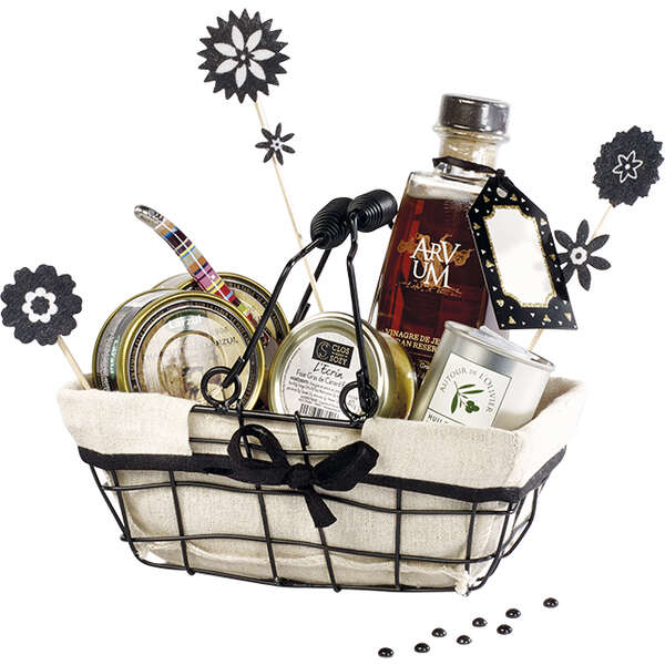 Produktbild Metallkorb 4eckig schwarz m. Griffen & Stoff