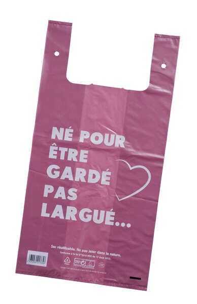 Produktbild Plastikbeutel rosa m. Griffen 