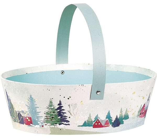 Produktbild Ovaler Kartonkorb aus der „Snowy Countryside“-Kollektion