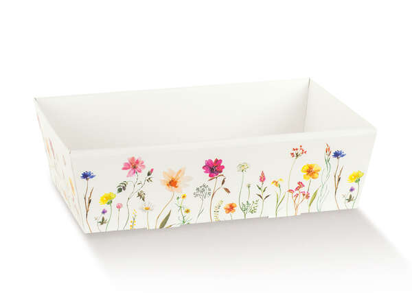 Produktbild Rechteckiger Korb mit dem Muster „Frühlingsblumen“.