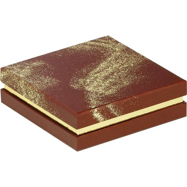 Produktbild Quadratische Pralinenschachtel aus Pappe, 3, 4 oder 6 Reihen, POUDRE D'OR braun