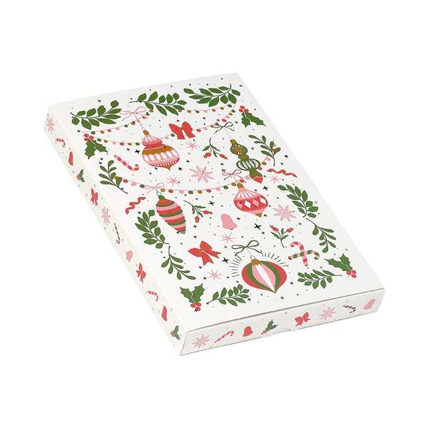 Produktbild Rechteckiger Adventskalender aus Pappe mit der Aufschrift „Wir freuen uns auf Weihnachten“.