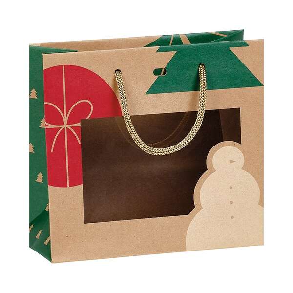 Produktbild Kraftpapiertüte WEIHNACHTEN NATUR Fenster